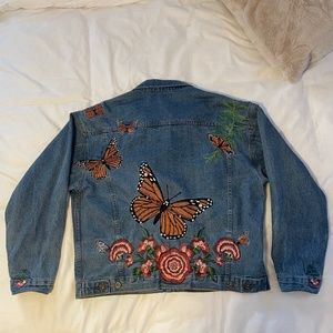 LF Carmar Embroidered Butterfly Denim Jacket